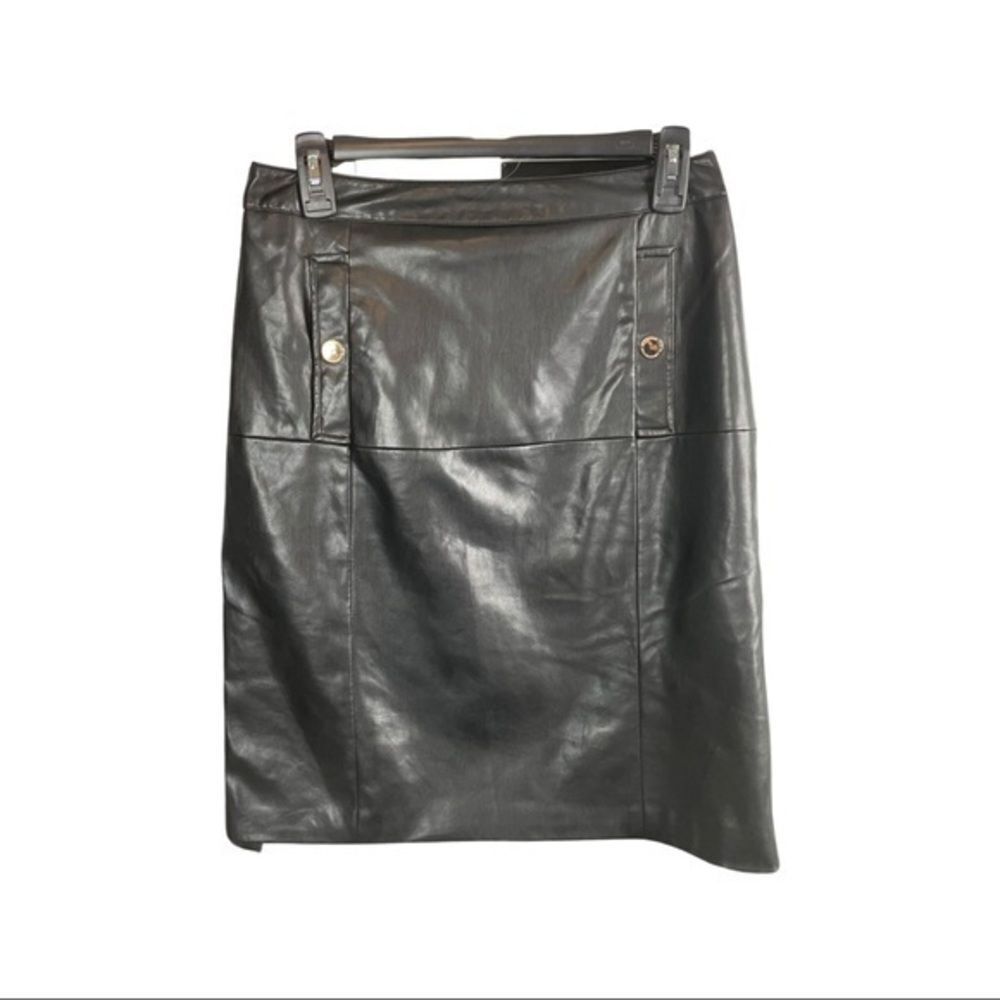 Black Leather Career Petite Leather Skirt in the size 6P